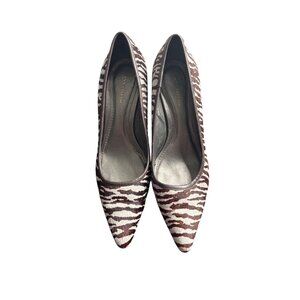 Y2K Ann Taylor Women's Brown Zebra Calf Hair Pointed Toe Pumps Size 8